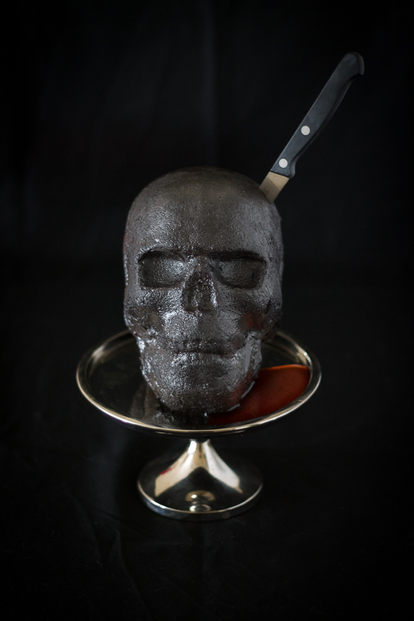 Black Velvet Skull Cake